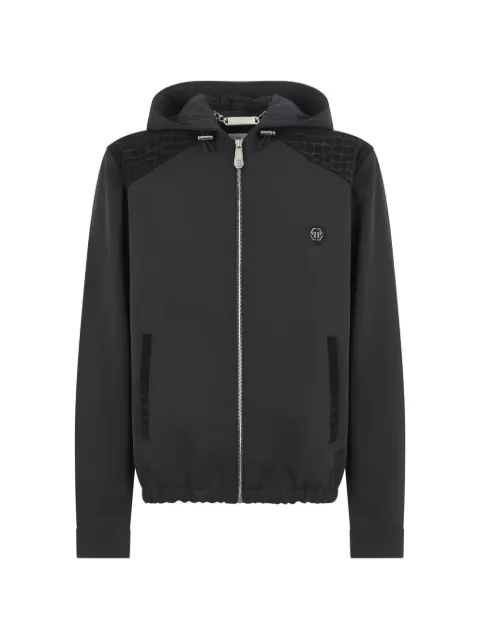 Philipp Plein crocodile-effect panelled jacket Black FAFCMRB3116PNY002N