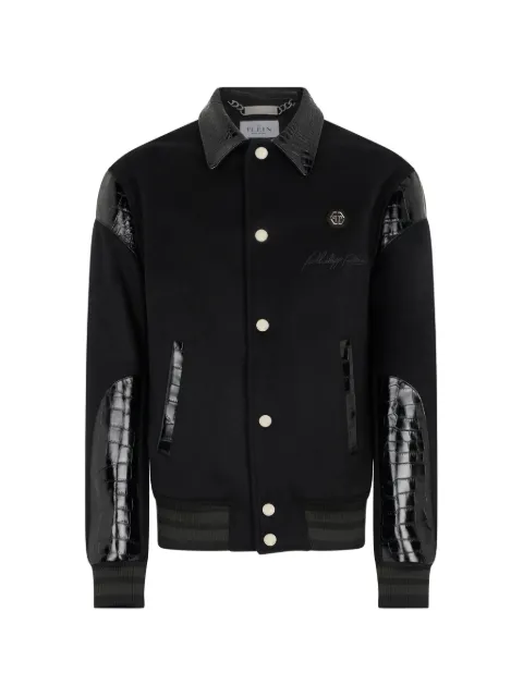 Philipp Plein Coster crocodile-effect jacket Black FAFCMRB3115PLE131N