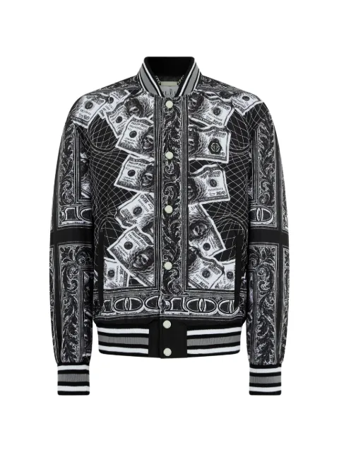 Philipp Plein nylon bomber skull dollar Black FAFCMRB3086PNY002N