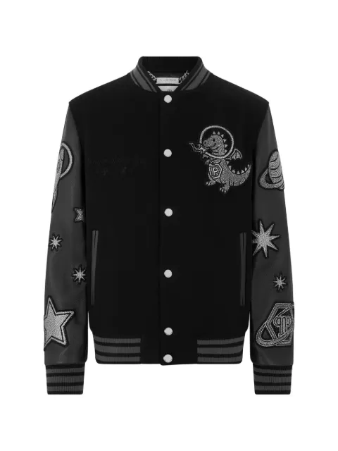Philipp Plein college bomber Plein Space strass Black FAFCMRB3085PLE131N