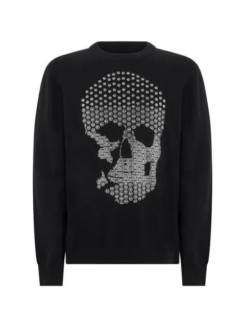 Philipp Plein Skull rhinestone-embellished sweater Black FAFCMKO1613PTE098N