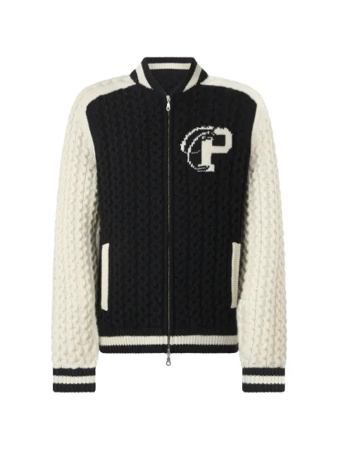Philipp Plein Plein Star knitted bomber jacket Black FAFCMKB0185PKN002N
