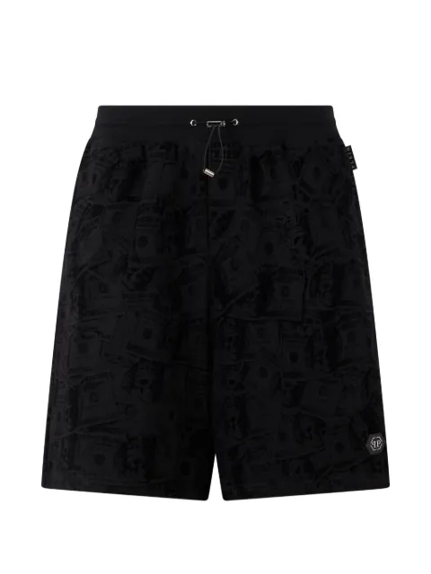 Philipp Plein dollar-skull fleece shorts Black FAFCMJT2862PTE180N