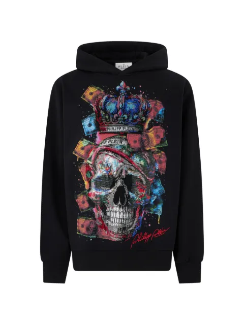 Philipp Plein skull-print embellished hoodie Black FAFCMJB4043PTE180N