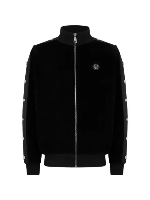 Philipp Plein chenille button-embellished tracksuit jacket Black FAFCMJB4024PTE003N