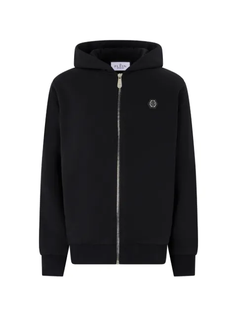 Philipp Plein logo-plaque zip-up hoodie Black FAFCMJB4021PTE180N