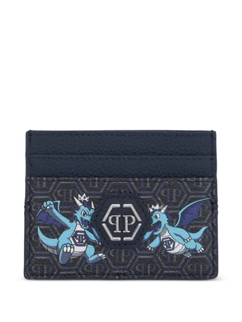 Philipp Plein dragons monogram card holder Blue FAFAMVG0557PLE010N
