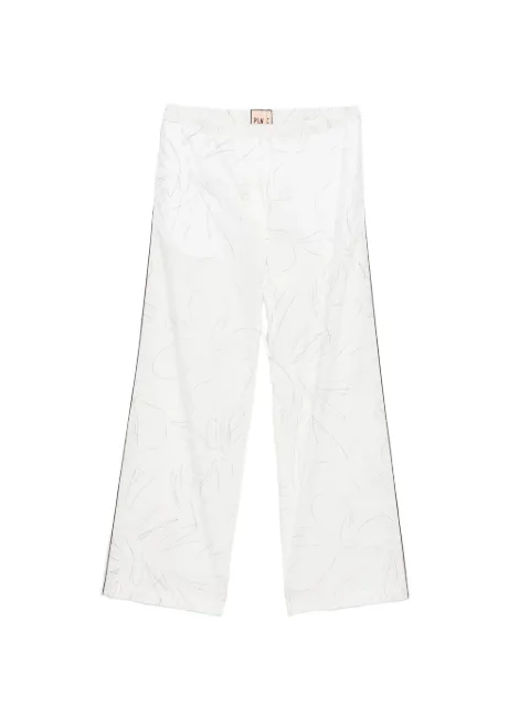 Plan C floral poplin trousers White PNCAH31LI0TC127
