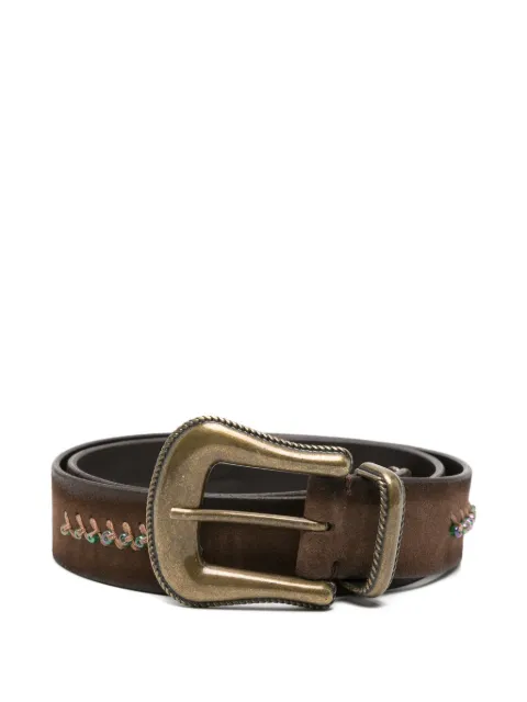 Puntovita&Arsenico bead-embellished whipstitch belt Brown PV2666