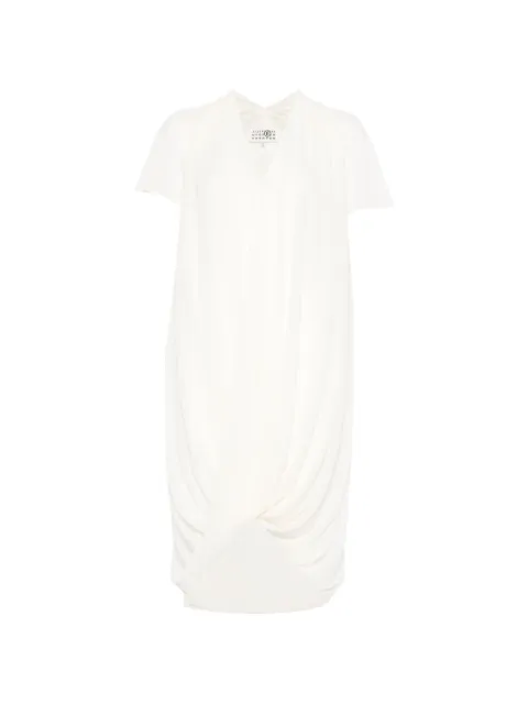 MM6 Maison Margiela V-neck draped midi dress White S52DG0034M35468