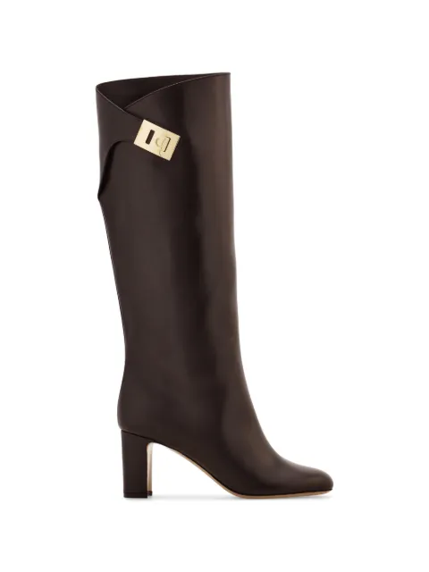 Ferragamo Hug-buckle knee high boots Brown 788971