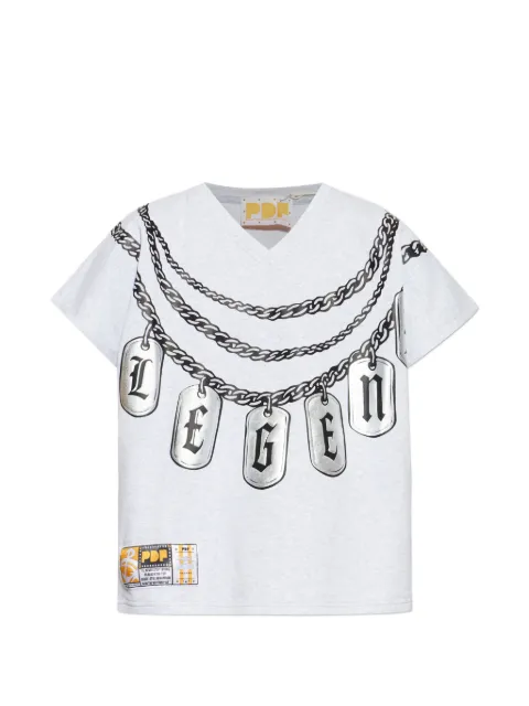 PDF chain print V-neck T-shirt Grey DFM54042TJ103