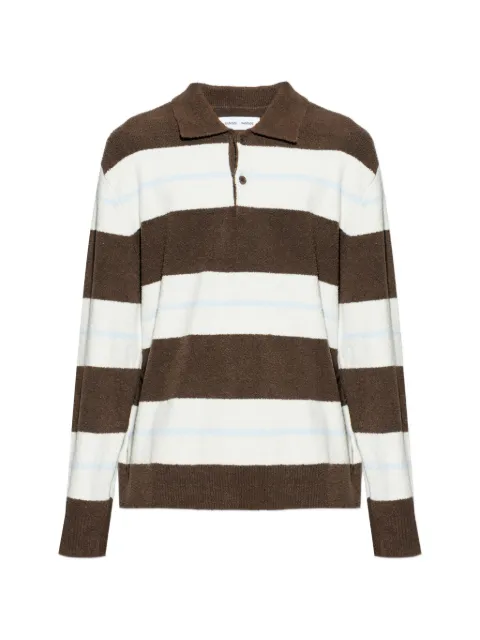 SAMSOE SAMSOE striped buttoned polo shirt Brown M24100093