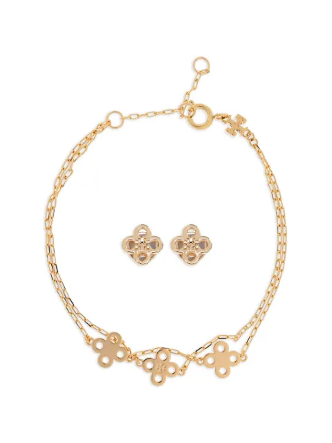 Tory Burch clover-logo earrings and bracelet set Gold 183301