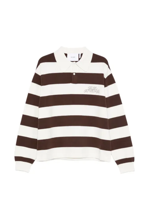 Axel Arigato Rey striped embroidered-logo polo shirt Brown A3947003