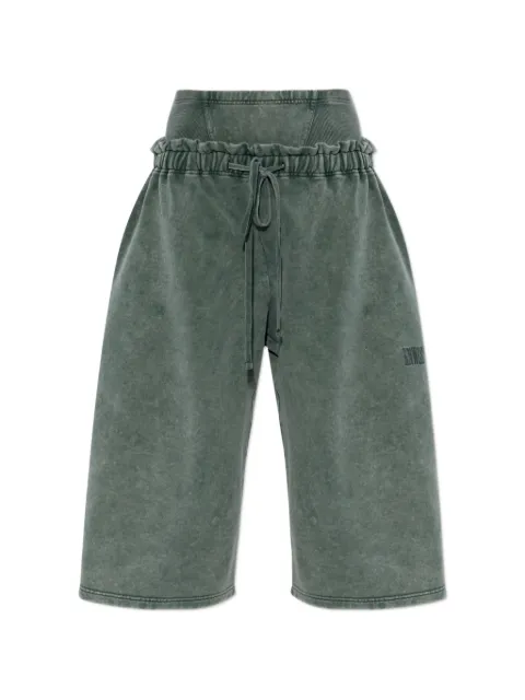 KNWLS drawstring-fastening ruffled track pants Green SS26HAZS