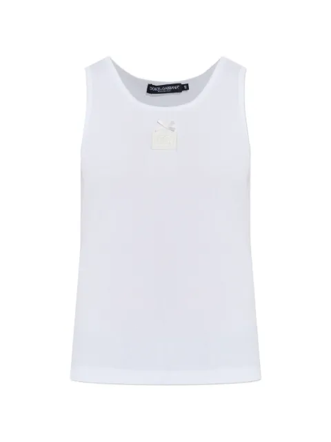 Dolce & Gabbana bow-detail logo-patch tank top White F8V40ZGDDCP