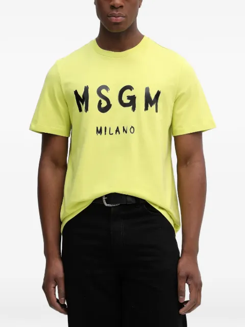 MSGM logo-detail T-shirt Yellow 4040MM510267002