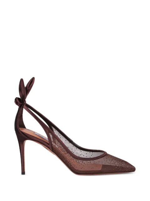 Aquazzura bow mesh court shoes Brown DENMIDP1SHI