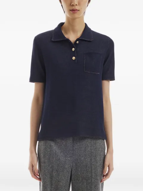 Crush Collection chest-pocket polo top Blue WBKEPL02B24