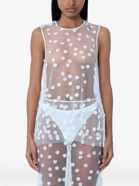 Cecilie Bahnsen floral-embroidered sheer top White 325RTW11010UTANIATOPSEQUINBLOSSOMTULLE