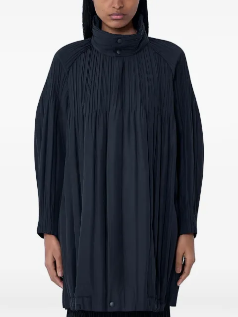 Pleats Please Issey Miyake high-neck pleated coat Black PP58ZA88215