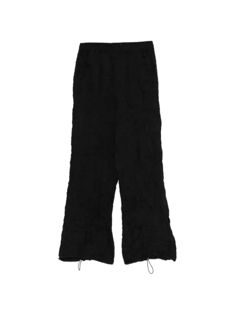 Gongdid Design elasticated textured wide-leg trousers Black GDM04BLK