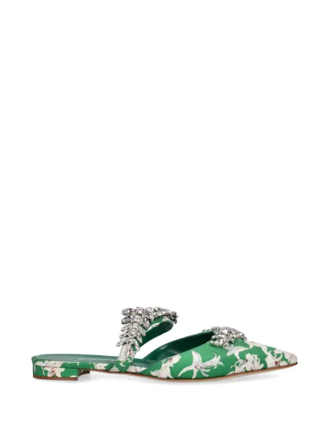 Manolo Blahnik crystal-embellishment mules Green 1232344