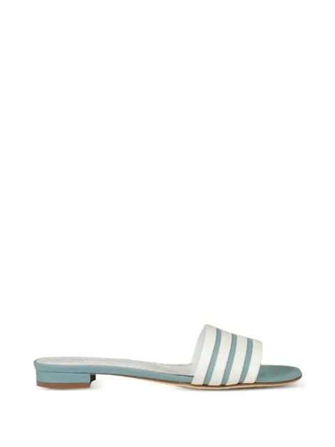 Manolo Blahnik striped flat sandals White 1263043000242331012