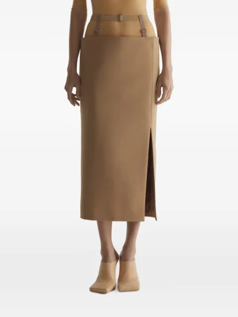 Mugler side-slit midi skirt Brown 26S1JU05981027