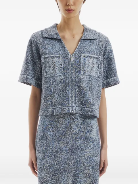 Crush Collection zip-up short-sleeve cardigan Blue WBKEJK01B25