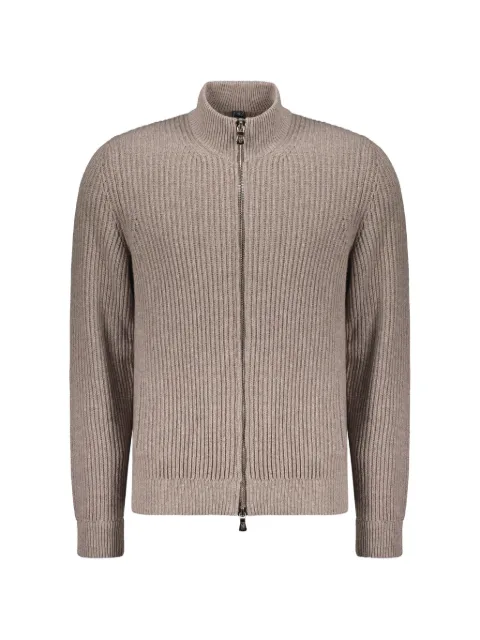 Fedeli front zip high collar cardigan Neutrals 6UI08059