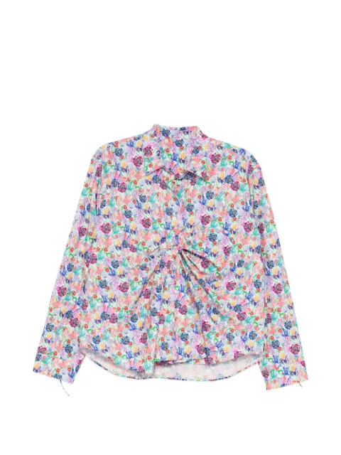 JNBY watercolor print drape blouse White 5Q3215470