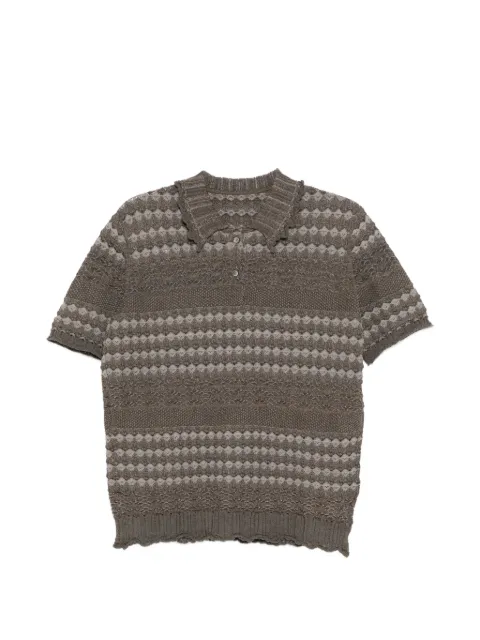 JNBY collared patterned knit top Brown 5Q4311270