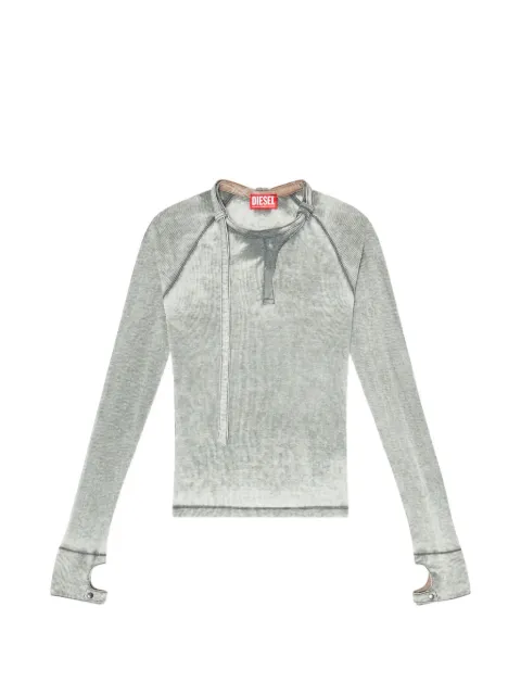 Diesel rib-jersey top with biker neck strap Grey A229280HGCQ