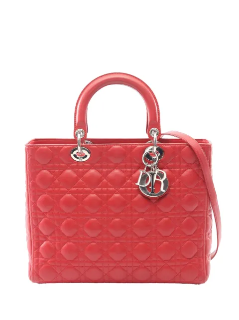 Christian Dior Pre-Owned 2011 Large Lambskin Cannage Lady Dior satchel Red 4V2FQ0IG50JS6ELE