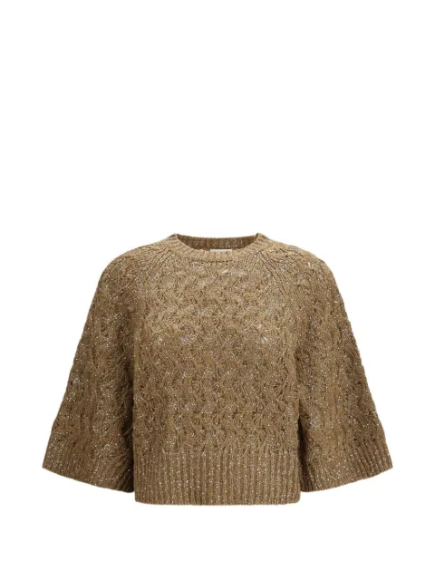 Brunello Cucinelli open-stitch sweater Brown MEA371100CUG29
