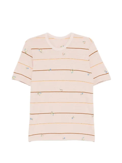 JNBY embroidered striped T-shirt Brown 5Q3111430