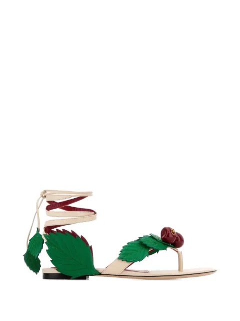 Valentino Garavani leather cherry thong sandals Neutrals WS0NX9TGE