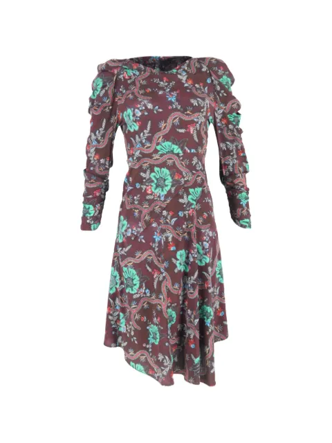 Isabel Marant Vintage floral-print asymmetric silk mini dress Brown RFCPUGBCL684902W