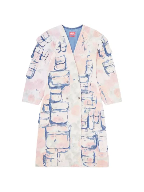 Diesel denim coat with peel-off check jersey White A23422068XE