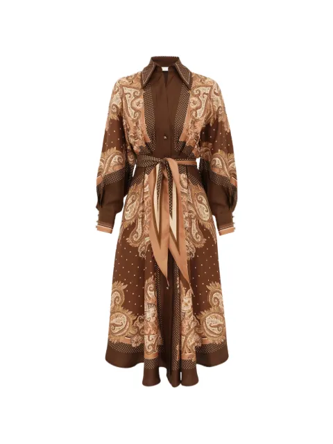 ZIMMERMANN paisley-print silk shirt dress Brown 7558DS261