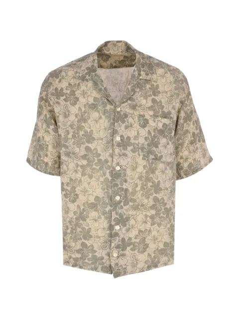 120% Lino floral shirt Neutrals 33ALIM19L3000G447