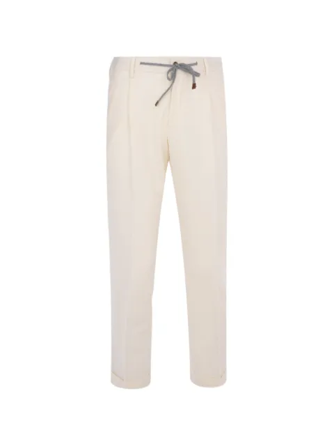 Barba Roma drawstring pleated trousers Neutrals 51025