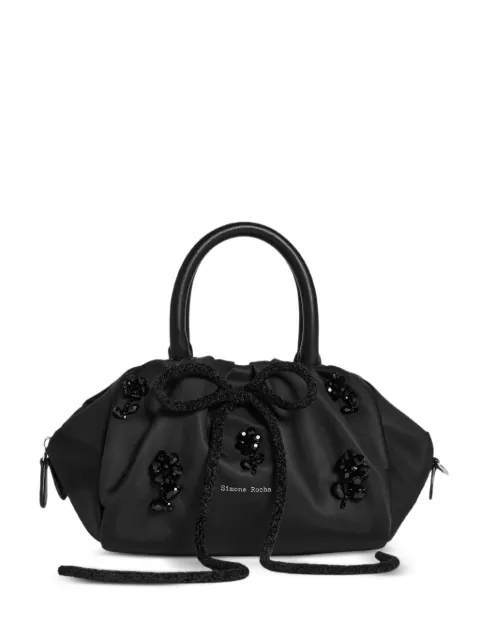 Simone Rocha floral-appliqué tote bag Black BAG211DB0761BLACK