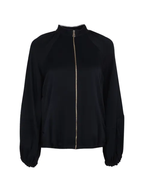 Fabiana Filippi balloon-sleeve satin bomber jacket Blue GCD276F664