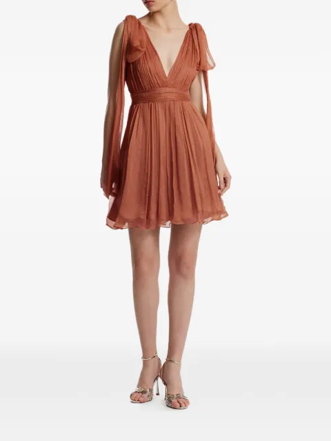 FRAMBOISE tie-detail V-neck dress Orange RALUCA