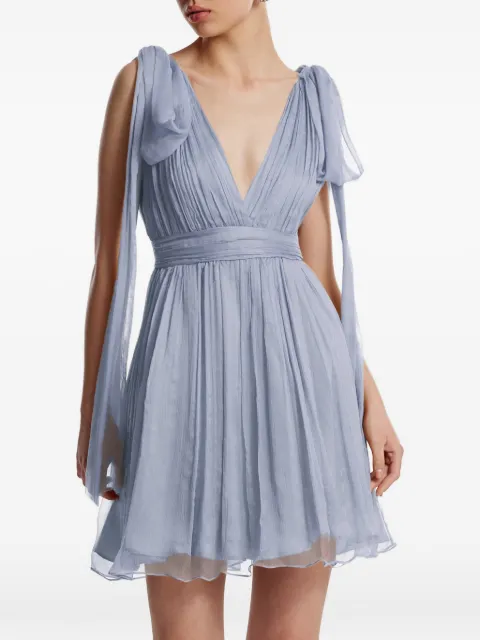 FRAMBOISE bow V-neck dress Blue RALUCA