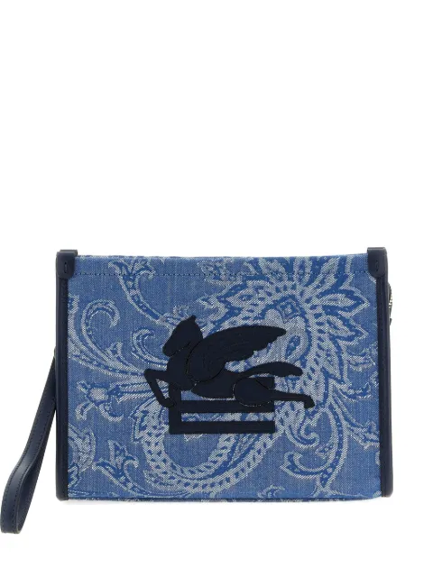ETRO paisley-print logo-embroidery clutch bag Blue WP2C0007AQ364B0025B0025