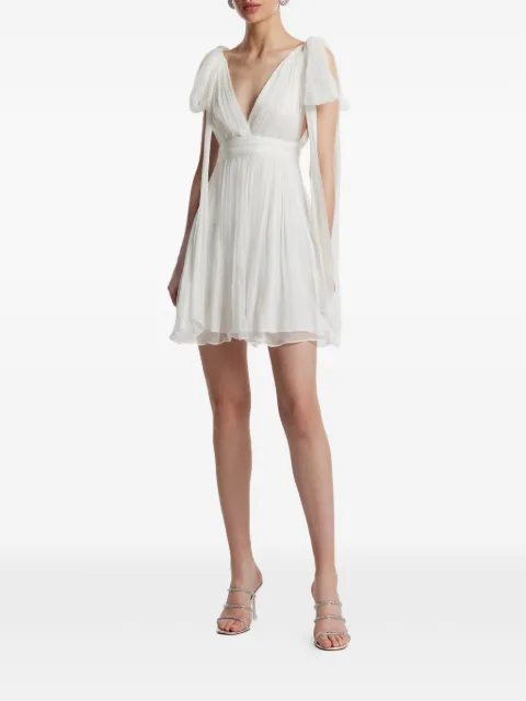 FRAMBOISE tie-detailing V-neck dress White RALUCA